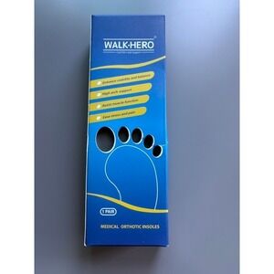 Walk-Hero Medical Orthotic Insoles High Arch Support Plantar Fasciitis 1 Pr NEW